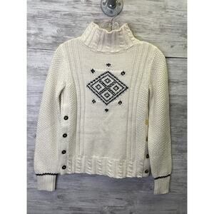 The Reeds Sweater XS Womens Ivory Crochet Long Sleeve‎ Pullover Wool Blend